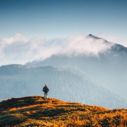 Stunning,Mountain,Landscape,With,A,Lone,Hiker,Exploring,The,Beauty